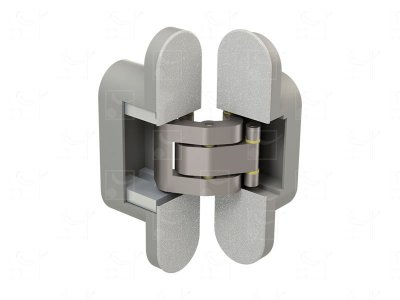 “Invisible” flush-mounted hinge