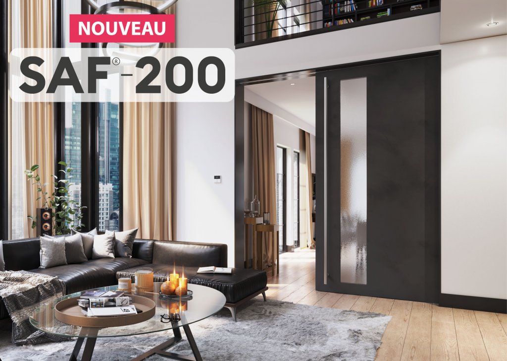 NOUVEAU : Notre système SAF avec amortisseur pour portes lourdes d’intérieur : SAF-200