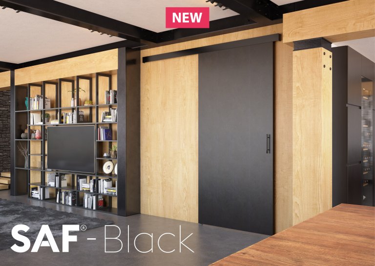 SAF® sliding system with black-painted aluminium finish pelmet : SAF-BLACK