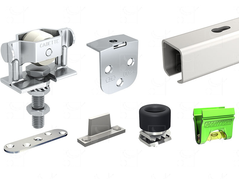 Set for doors up to 40 Kg – Aluminium track L: 1.85 m Set for doors up to 40 Kg – Aluminium track L: 1.85 m